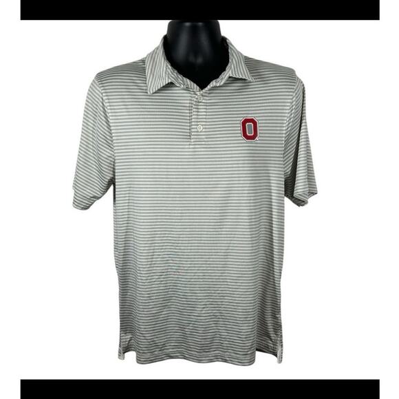 Ohio State Buckeyes Gray Striped Performance Polo Shirt Small - Picture 2 of 12
